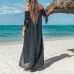 Women Chiffon Summer Beach Dress Off Shoulder Maxi Dress Holiday Swimwear Cover Up ANJUNIE Black B07H76SJ97